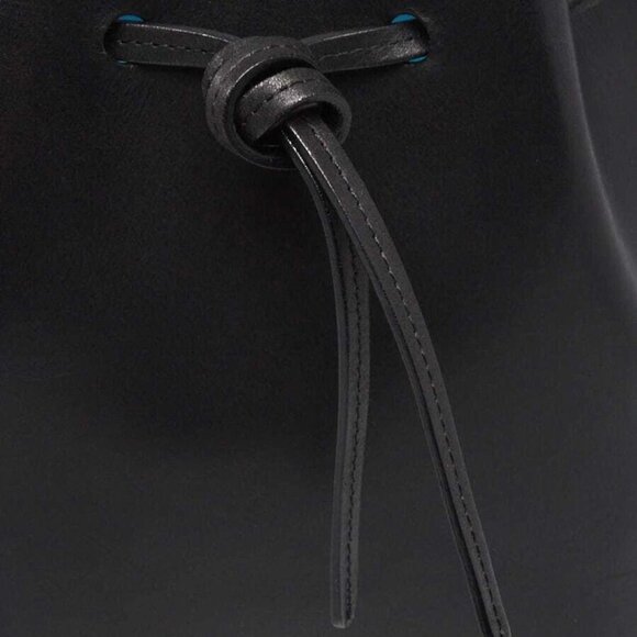 Mansur Gavriel Black/Marine Vegetable Leather Large Bucket Bag - Picture 8 of 11